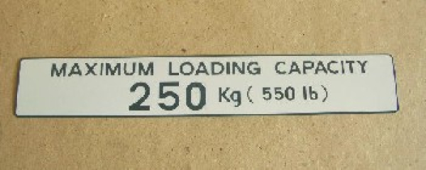Aufkleber max Ladung 250kg